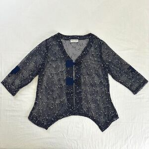 Drapers & Damons Boho Oversized Loose Knit Navy Cardigan One Sz Petite Lagenlook